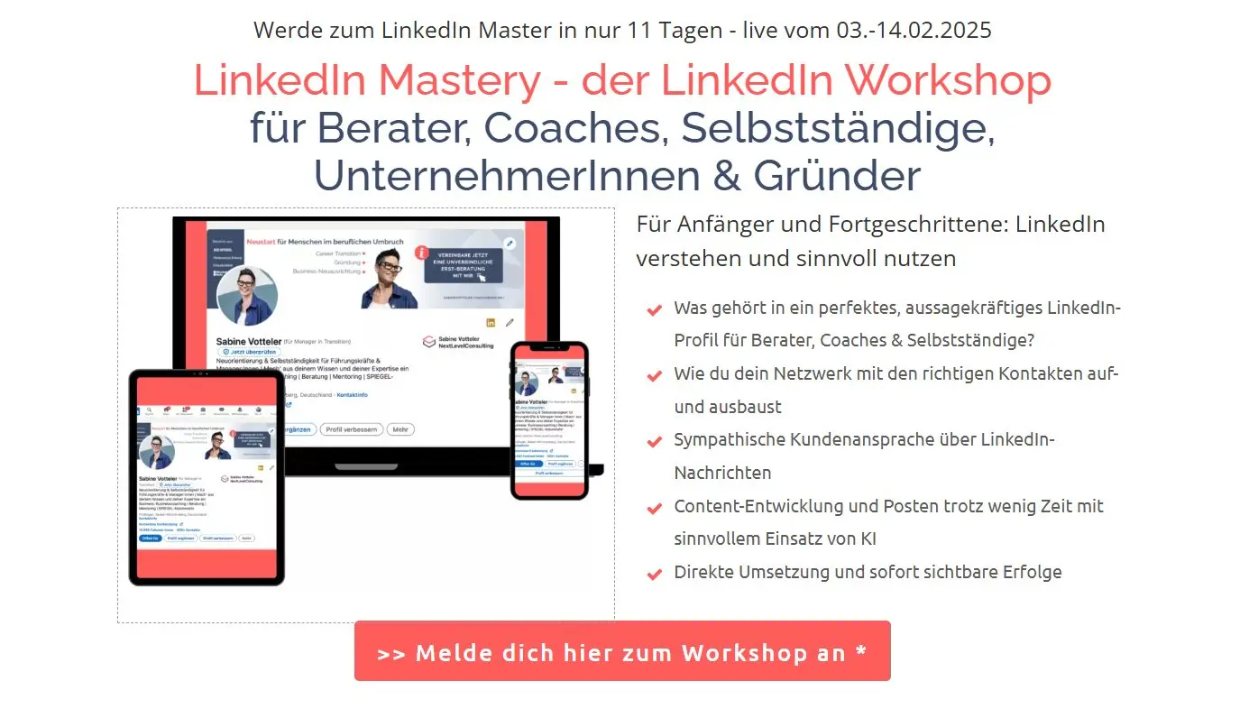 LinkedIn sicher beherrschen und verstehen lernen Workshop online