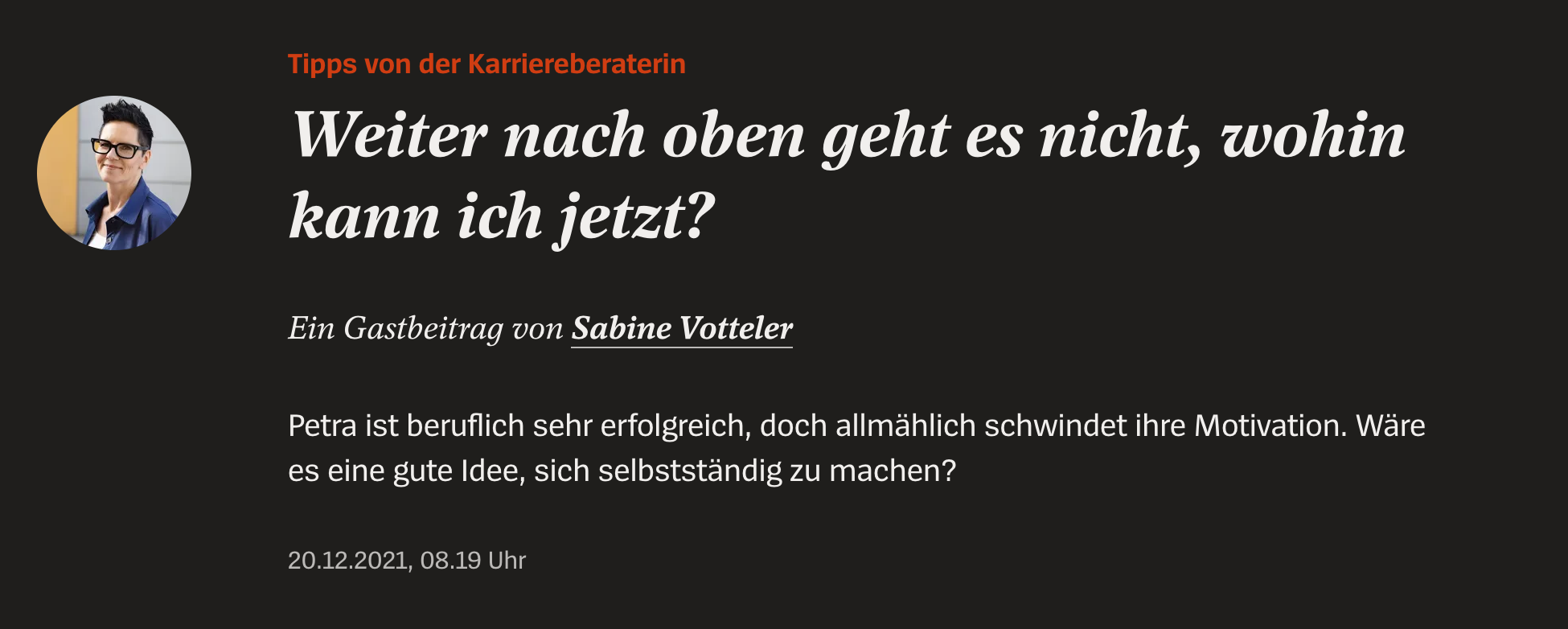 Spiegel Weiter nach oben geht es nicht, wohin kann ich jetzt