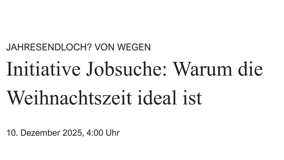 SZ Initiative Jobsuche Warum die Weihnachtszeit ideal ist