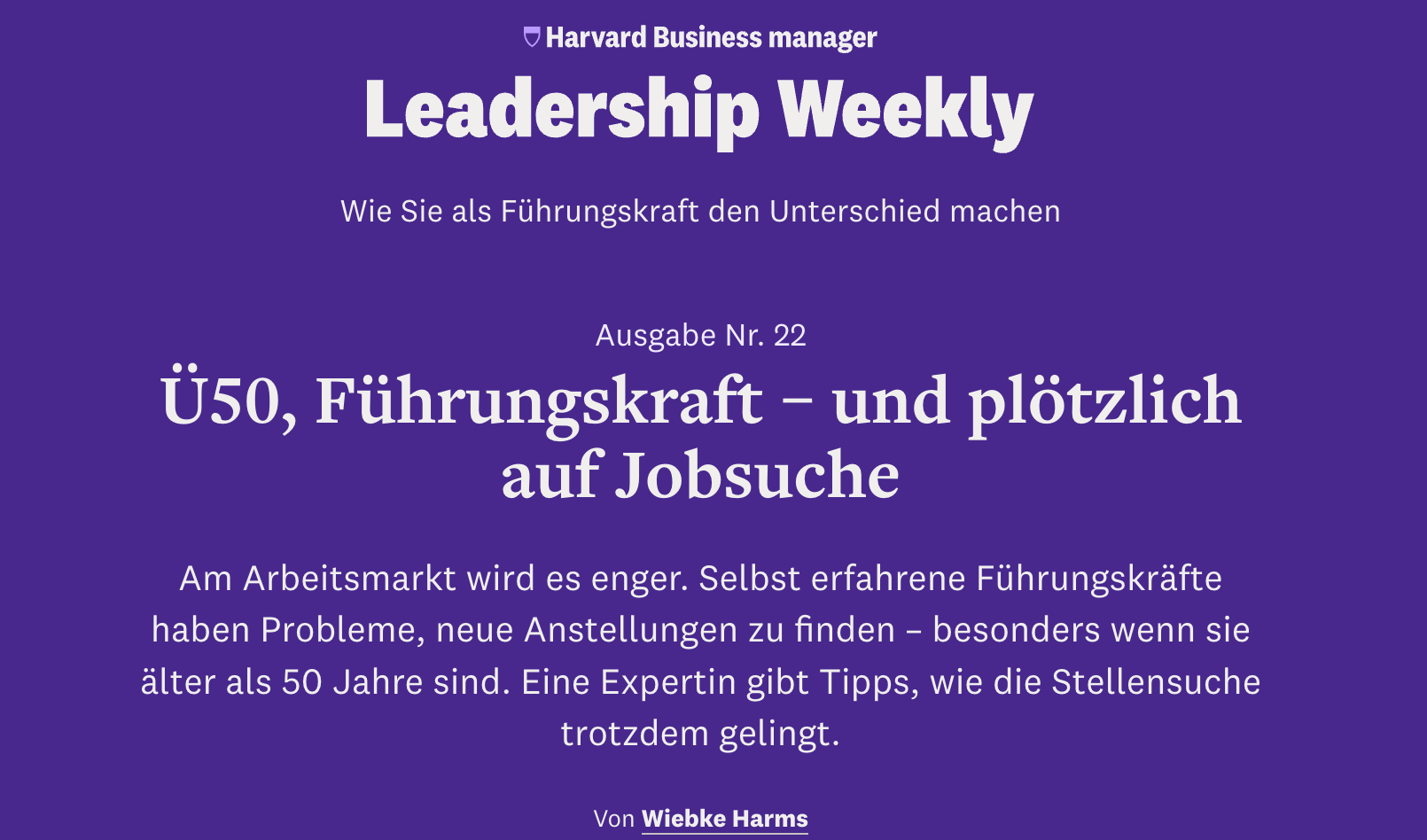 HBM 22 Ü50, Führungskraft – und plötzlich auf Jobsuche
