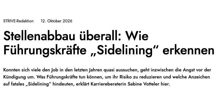 Strive - Stellenabbau überall Wie Führungskräfte Sidelining erkennen 12.10.2026